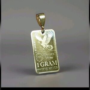 .999 Fine Silver Pendant Eagle - New - 925 Silver Bail